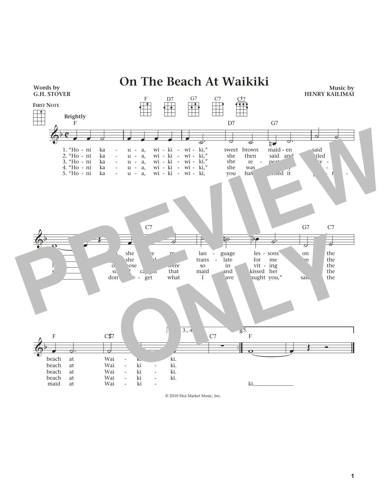 Product gallery: Page 1 of 1 On The Beach At Waikiki (from The Daily Ukulele) (arr. Liz and Jim Beloff), G.H. Stover