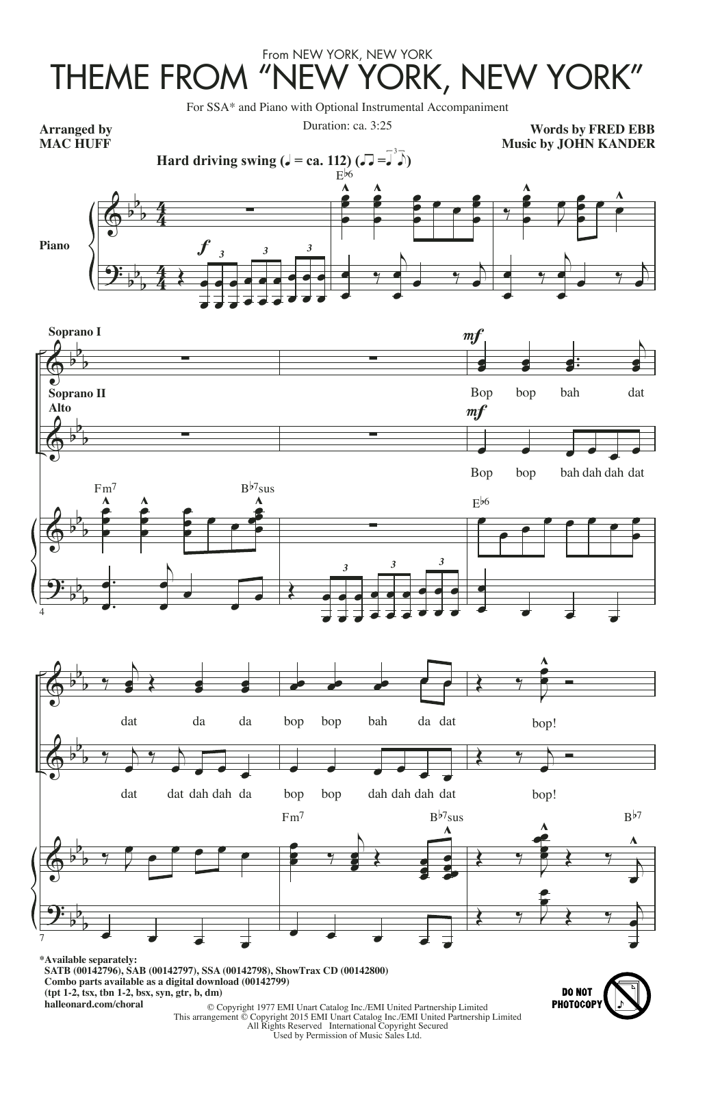 Produktgalerie: Seite 1 von 1 Theme From "New York, New York", Mac Huff, Chor