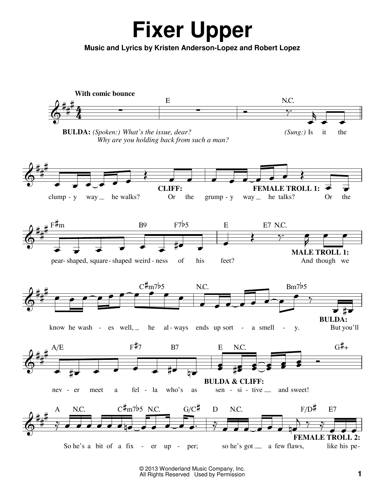 Product gallery: Page 1 of 1 Fixer Upper (from Disney's Frozen), Maia Wilson and Cast