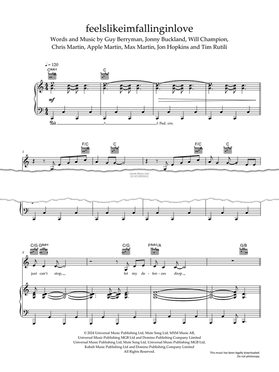 Produktgalerie: Seite 1 von 1 feelslikeimfallinginlove, Coldplay, Gesang, Gitarre, Klavier