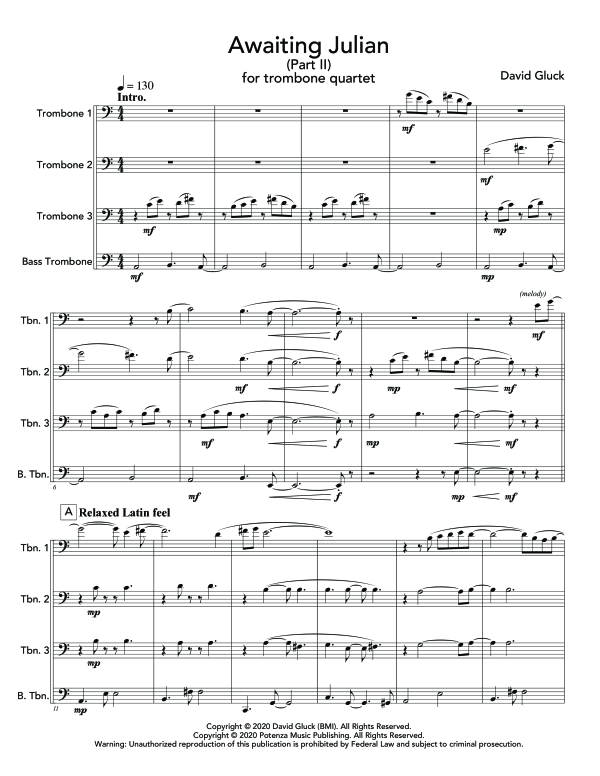 Product gallery: Page 1 of 11 Awaiting Julian (Part II), , (Trombone quartet)