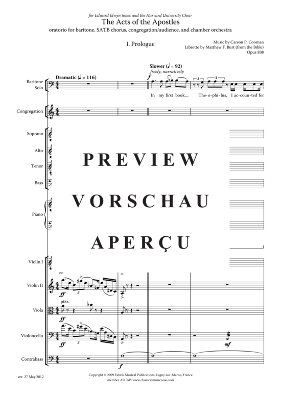 Product gallery: Page 10 of 21 The Acts of the Apostles , , (baritone, mixed choir, piano, organ + chamber orchestra)