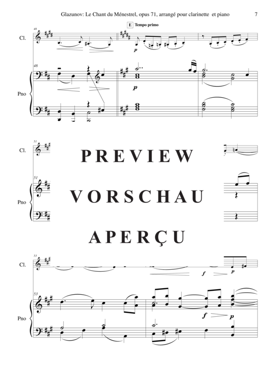 Product gallery: Page 8 of 12 Le Chant du Ménestrel, Opus 71 , , (clarinet in Bb + piano)
