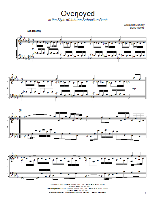 Produktgalerie: Seite 1 von 1 Overjoyed (in the style of Johann Sebastian Bach), Stevie Wonder, Klavier