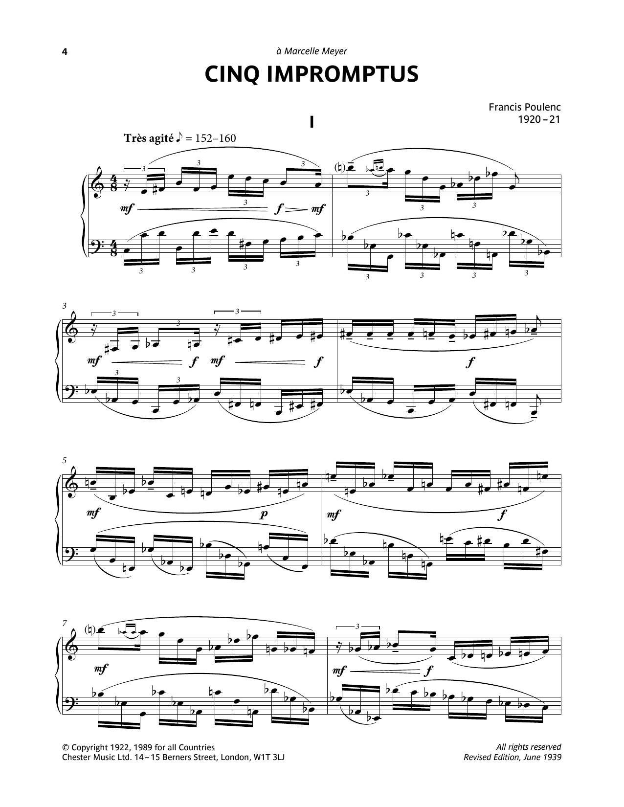 Product gallery: Page 1 of 1 Five Impromptus -  I. Tres Agite, Francis Poulenc