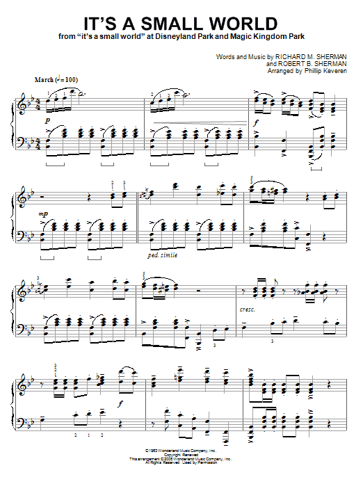 Product gallery: Page 1 of 1 It's A Small World [Classical version] (arr. Phillip Keveren), Sherman Brothers