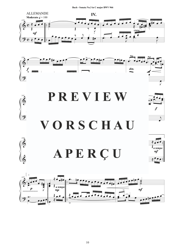 Produktgalerie: Seite 11 von 11 Sonate Nr. 3 in C-Dur BWV 966 - nach Johann Adam Reincken, , Cembalo/Klavier Solo