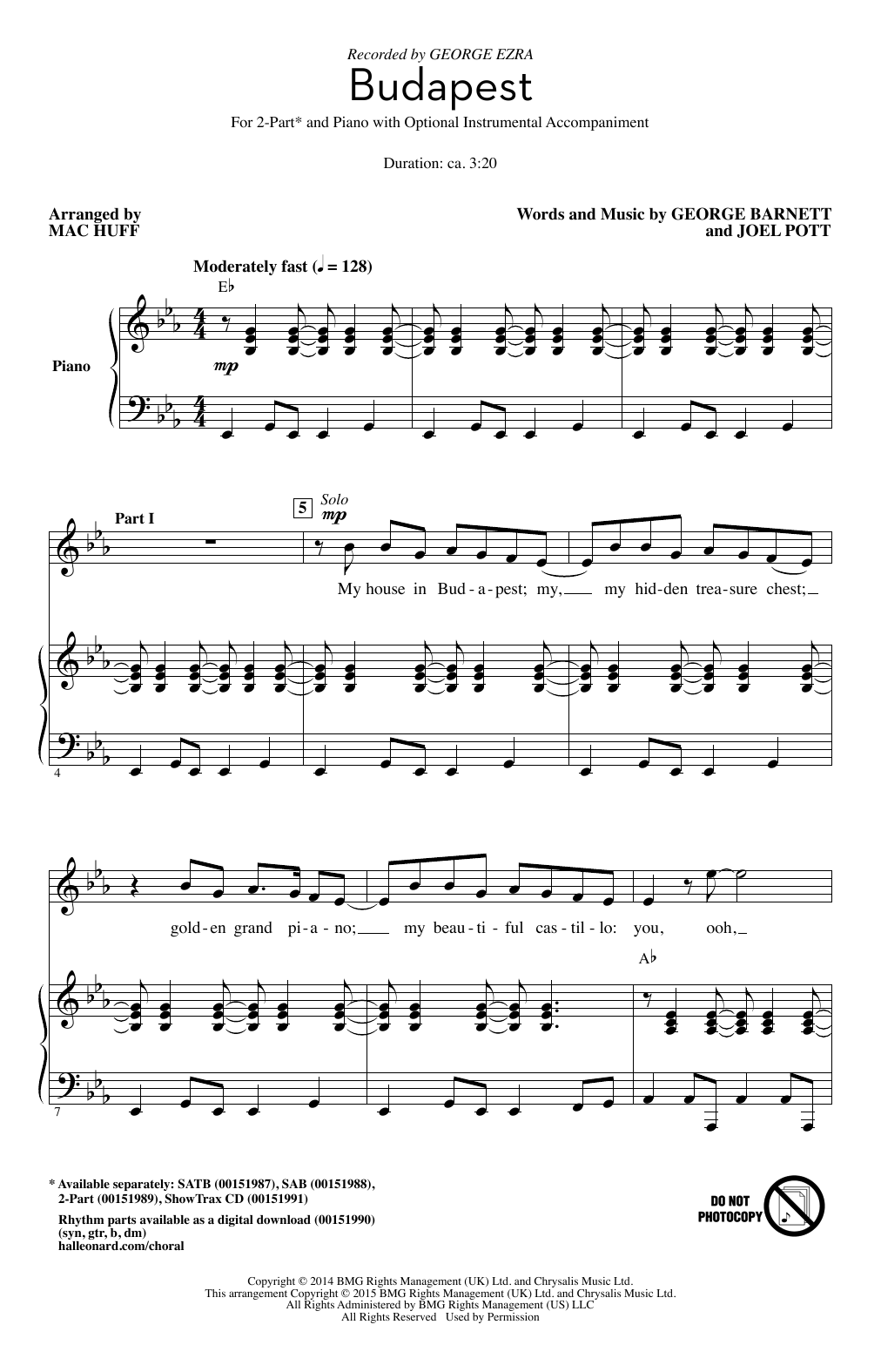 Product picture to: Budapest (arr. Mac Huff)