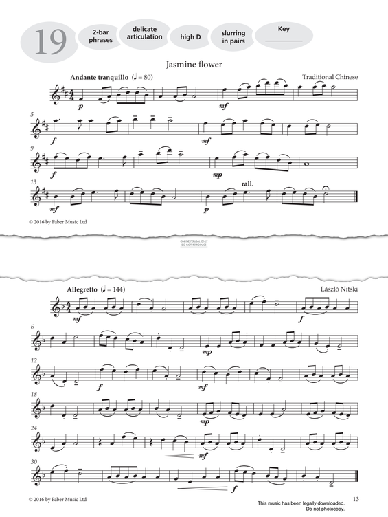 Product gallery: Page 1 of 1 Study No.19 'Jasmine Flower' (from 'More Graded Studies For Saxophone Book One'), Chinese Traditional