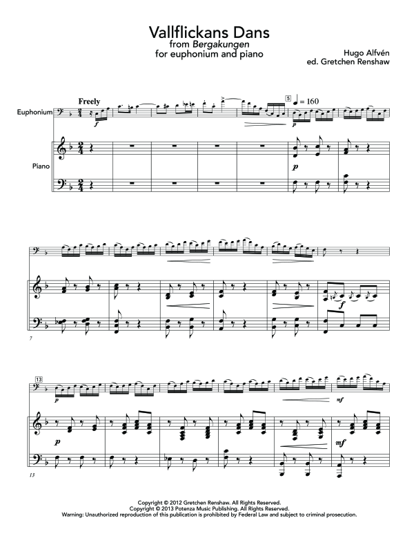 Product gallery: Page 1 of 11 Vallflickans Dans, , (euphonium and piano)