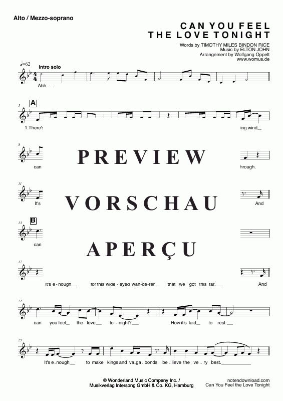 Product gallery: Page 11 of 11 Can You Feel The Love Tonight, John, Elton, Mixed Choir/Ensemble Sab and Piano - Electric Bass & Drum Set Optional
