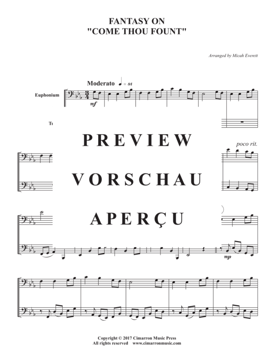 Product gallery: Page 3 of 11 Fantasy on Come Thou Fount , , (Duet for euphonium + tuba)