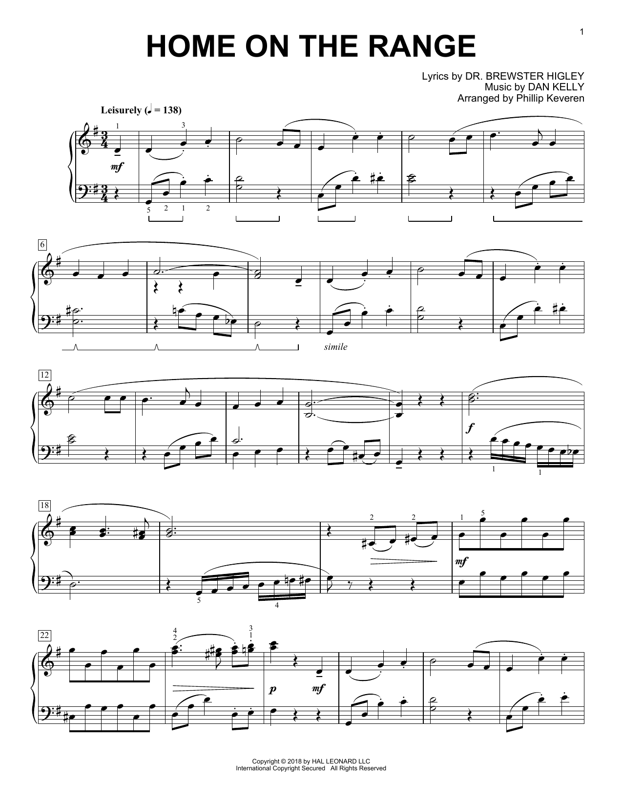 Product picture to: Home On The Range [Classical version] (arr. Phillip Keveren)