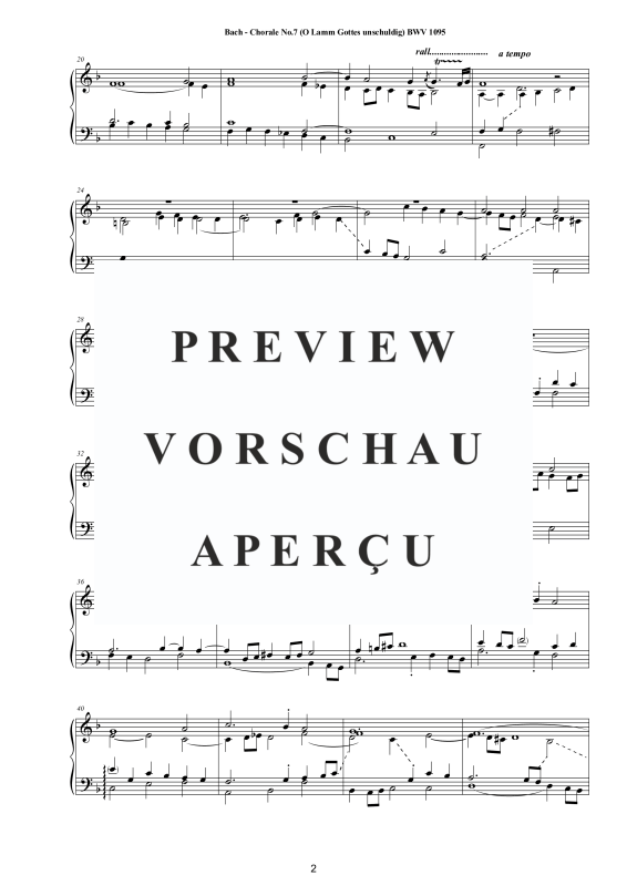 Product gallery: Page 3 of 4 Choral No.7 in F-Moll (O Lamm Gottes unschuldig) BWV 1095, , Solo Piano