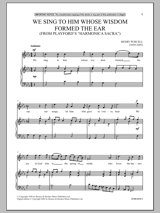 Produktbild zu: We Sing To Him Whose Wisdom Formed The Ear (From Playford's Harmonica Sacra)