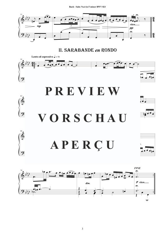 Produktgalerie: Seite 4 von 7 Piano Suite No.6 in F-Moll BWV 823 - Complete Piano Version, , Klavier Solo