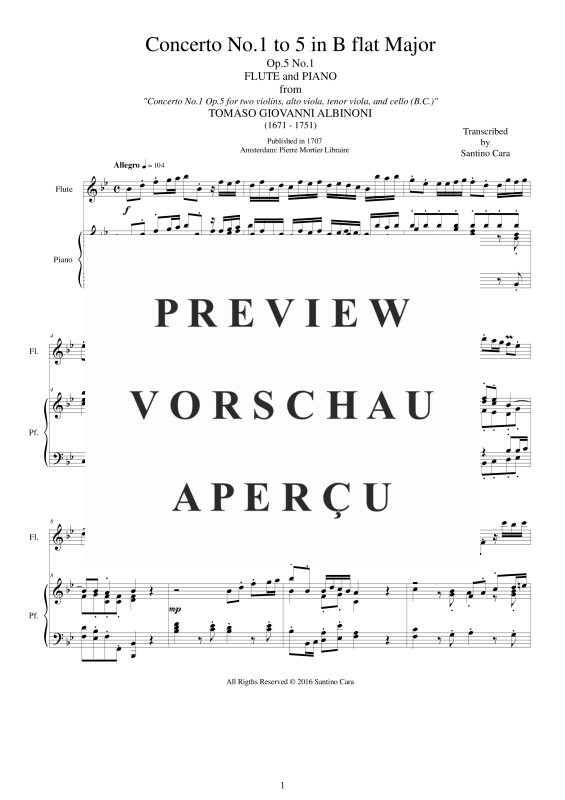 Produktgalerie: Seite 2 von 11 Flute Concerto No.1 in B-Dur Op.5, , Querflöte Solo und Klavier/Cembalo