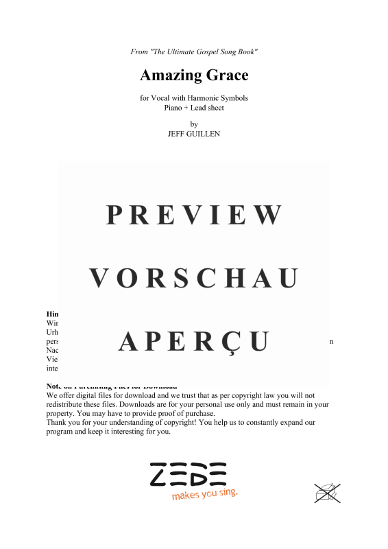 gallery: Amazing Grace, , Voice and Piano