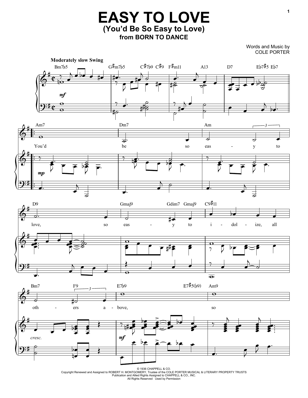 Produktbild zu: Easy To Love (You'd Be So Easy To Love) [Jazz version] (from Born To Dance) (arr. Brent Edstrom)