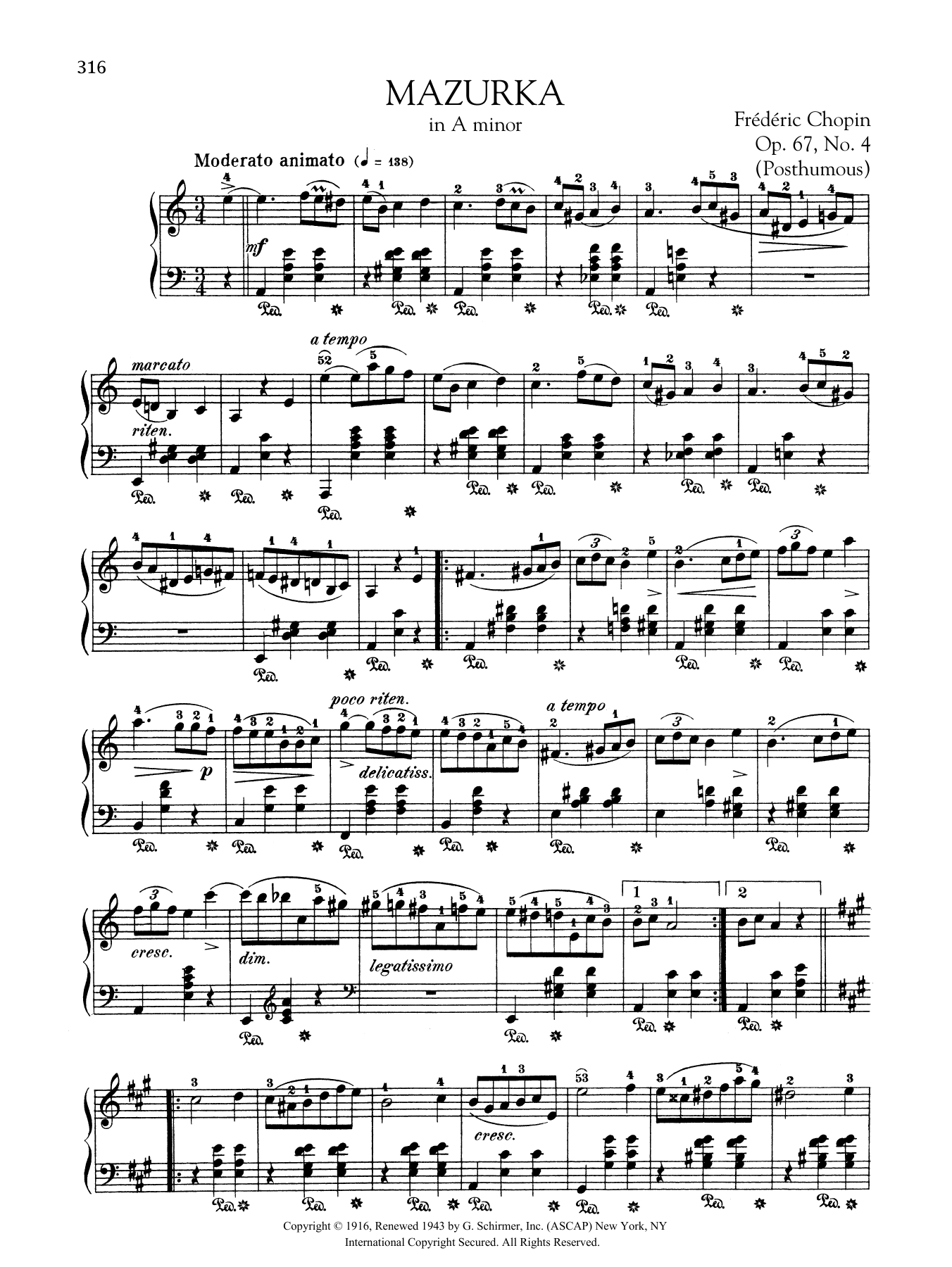 Product gallery: Page 1 of 1 Mazurka in A minor, Op. 67, No. 4 (Posthumous), Frédéric Chopin