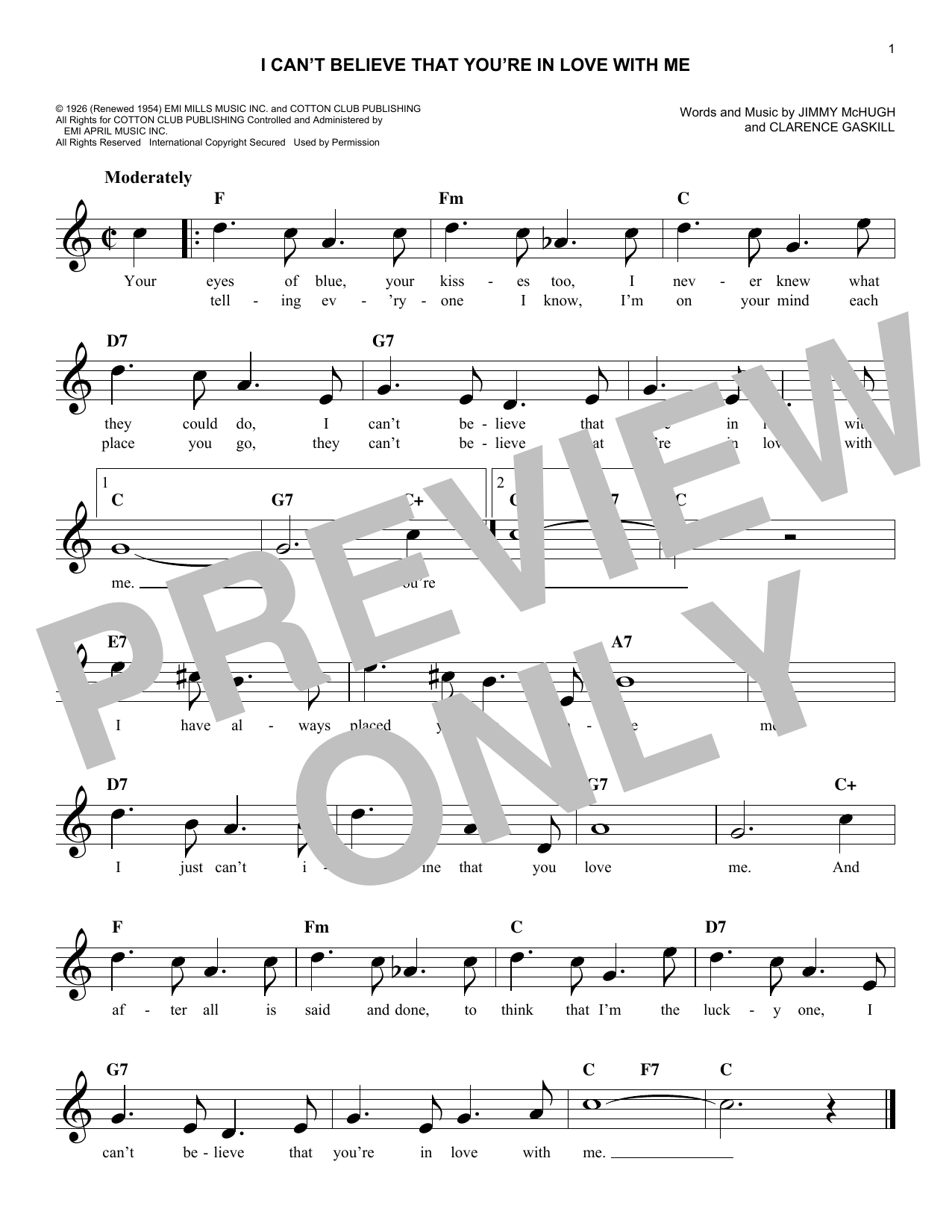 Produktgalerie: Seite 1 von 1 I Can't Believe That You're In Love With Me, Jimmy McHugh