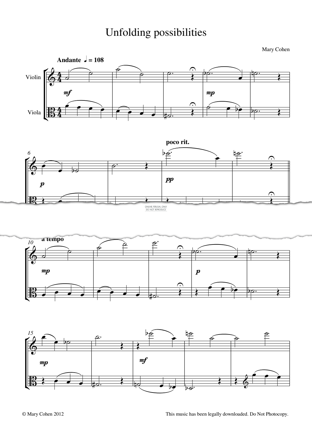 Produktgalerie: Seite 1 von 1 Unfolding Possibilities, Mary Cohen, Viola, Violine