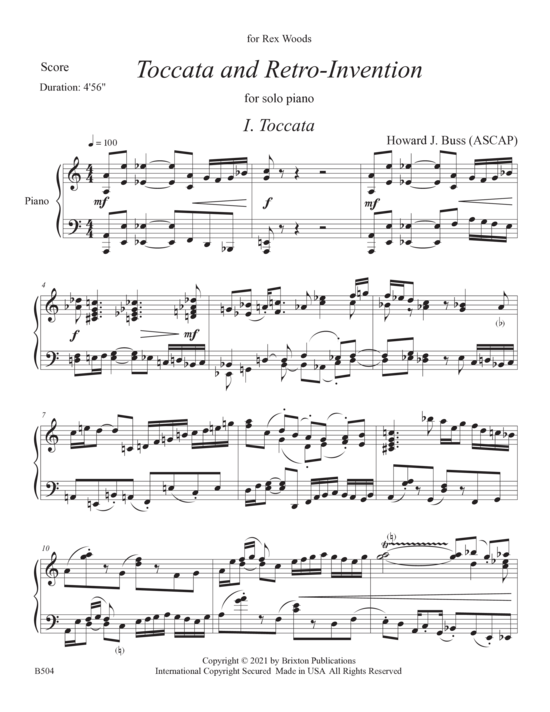 Product picture to: Toccata and Retro-Invention Howard J. Buss
