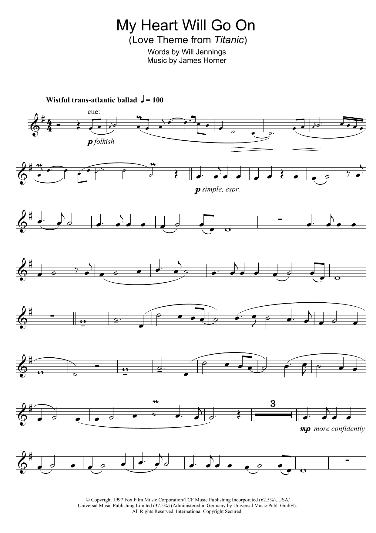 Product gallery: Page 1 of 1 My Heart Will Go On (Love Theme from Titanic), Celine Dion