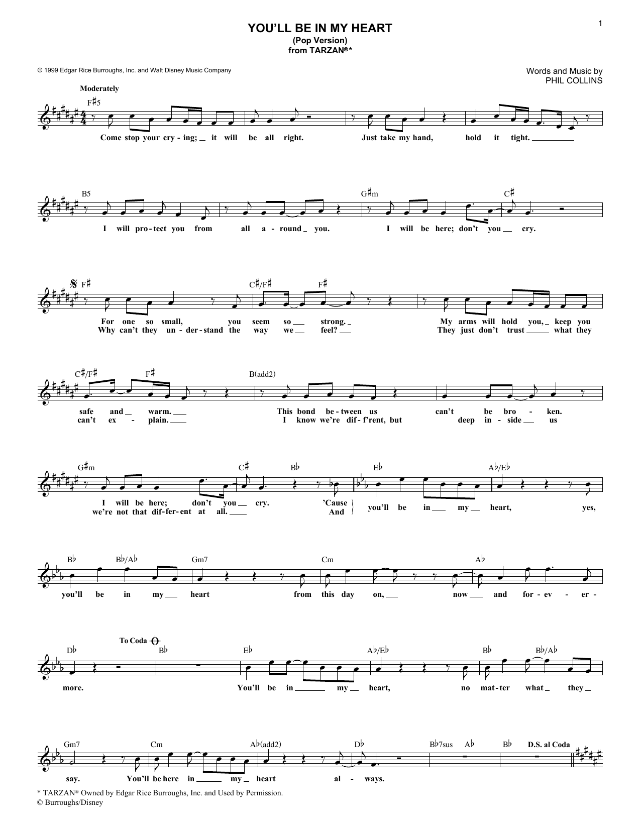 Produktbild zu: You'll Be In My Heart (Pop Version) (from Tarzan)
