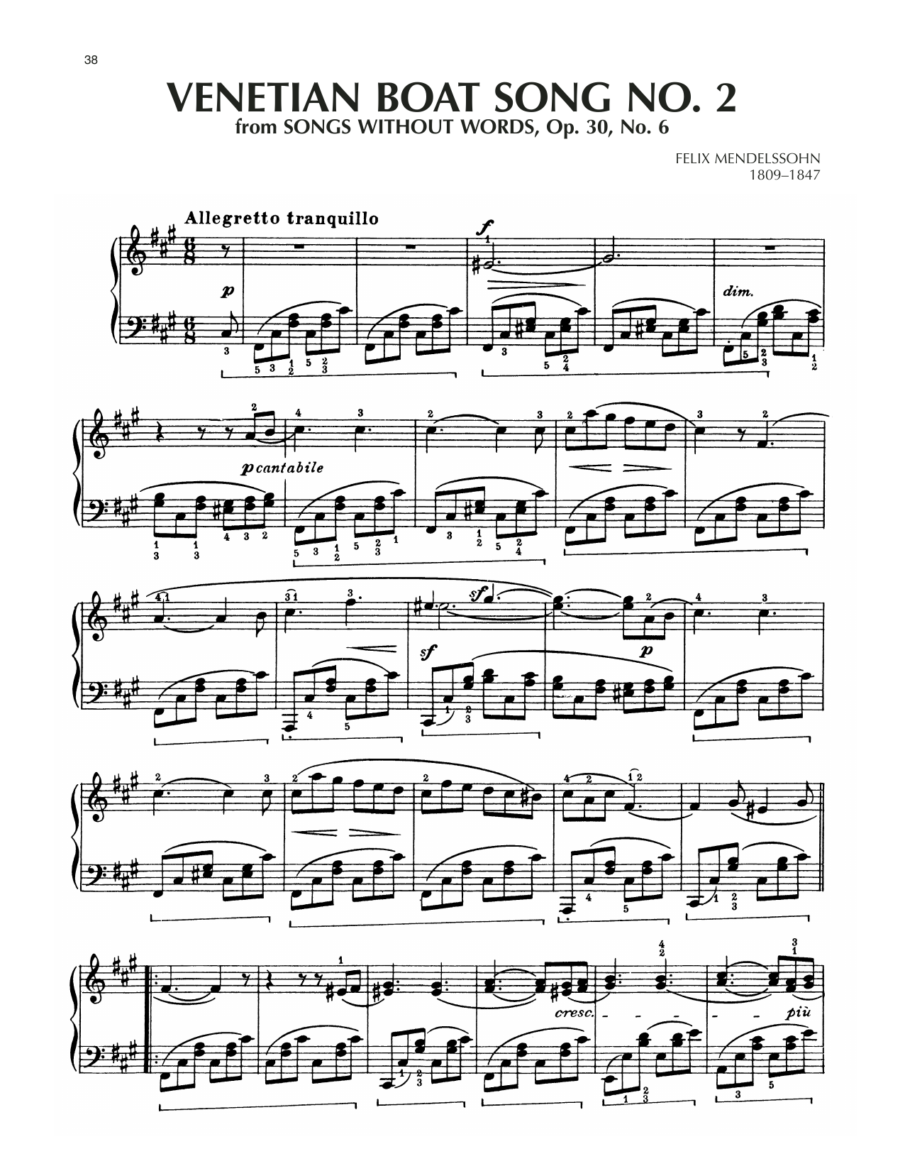 Product gallery: Page 1 of 1 Venetian Boat Song, Op. 30, No. 6, Felix Mendelssohn