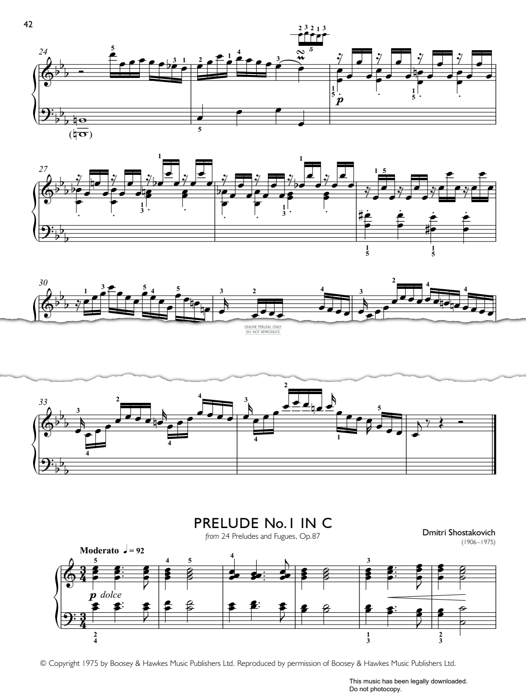 Product picture to: Prelude No.1 in C (from 24 Preludes and Fugues Op. 87)