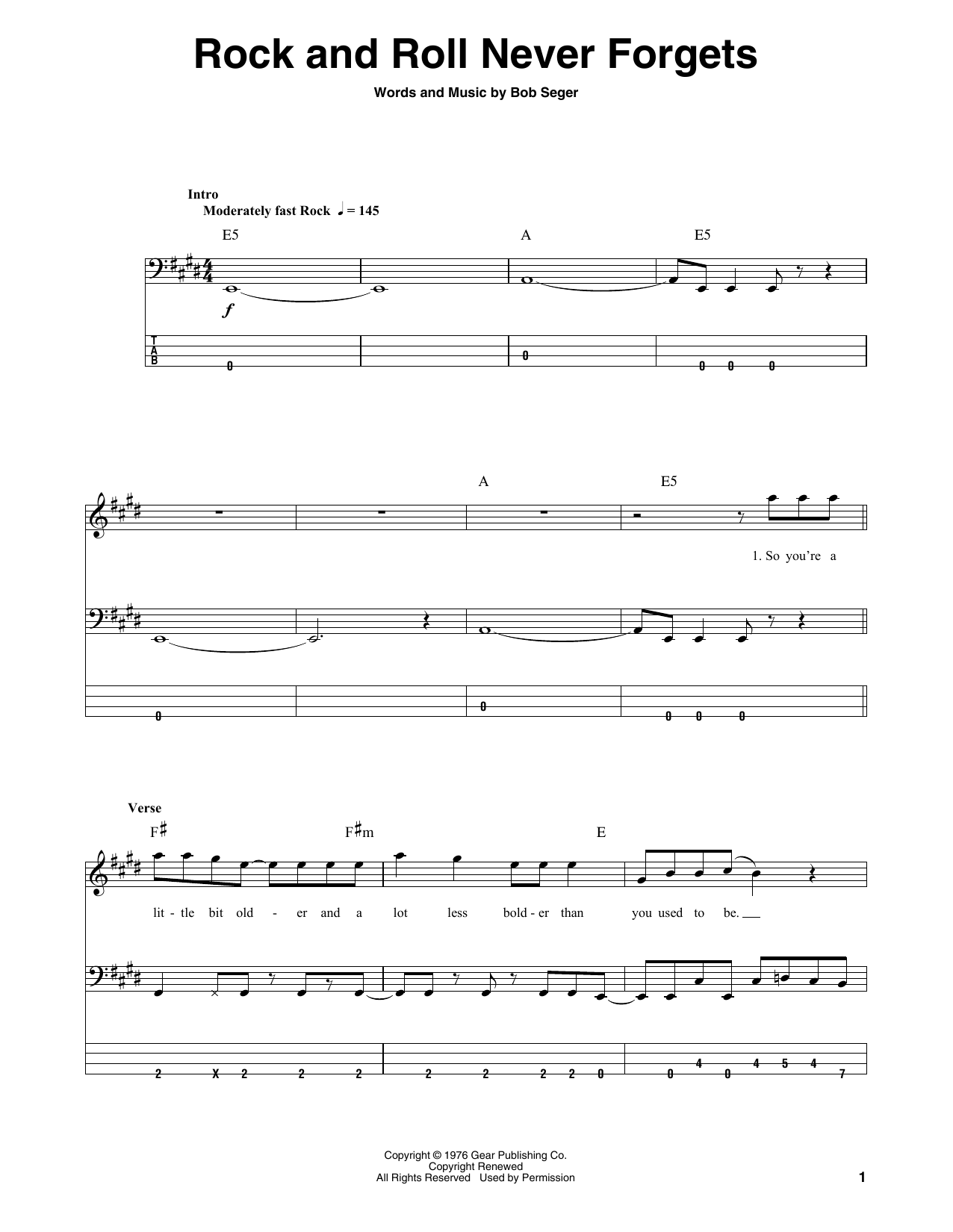 Produktgalerie: Seite 1 von 1 Rock And Roll Never Forgets, Bob Seger, E-Bass
