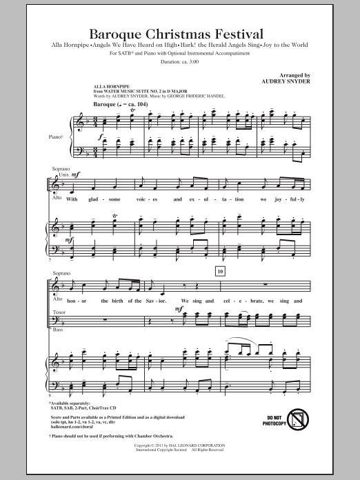 Product gallery: Page 1 of 1 Baroque Christmas Festival (Medley), Audrey Snyder