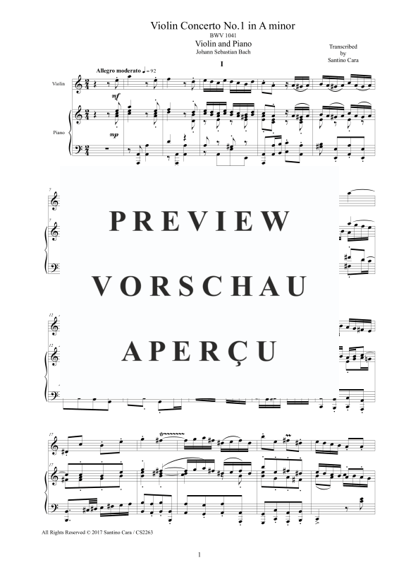 Produktgalerie: Seite 2 von 11 Violin Konzert Nr. 1 A-Moll BWV 1041, , Violine und Klavier