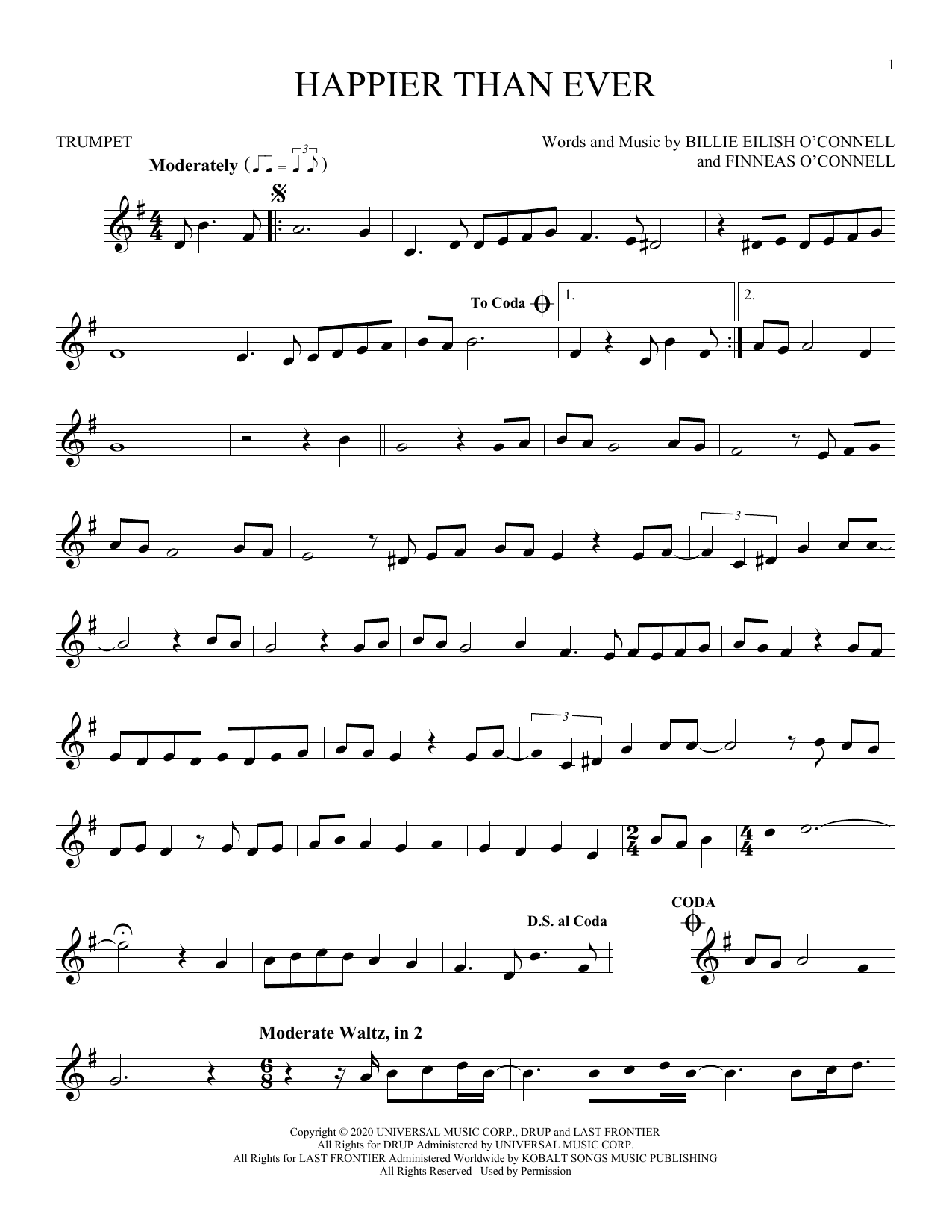 Produktgalerie: Seite 1 von 1 Happier Than Ever, Billie Eilish, Trompete