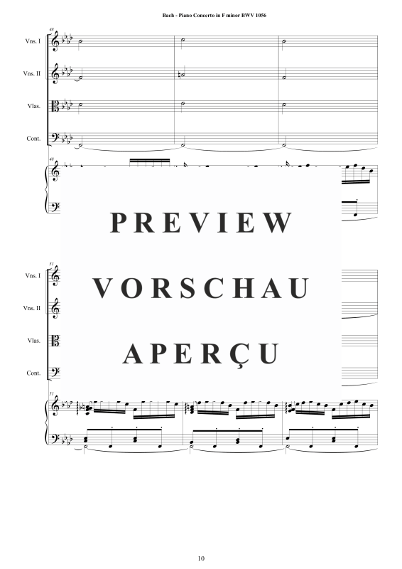 Produktgalerie: Seite 11 von 11 Klavierkonzert F-Moll BWV 1056, , Klavier Solo und Streichorchester