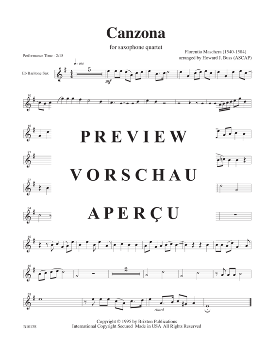 Produktgalerie: Seite 11 von 11 Canzona , , (Saxophonquartett SATB)