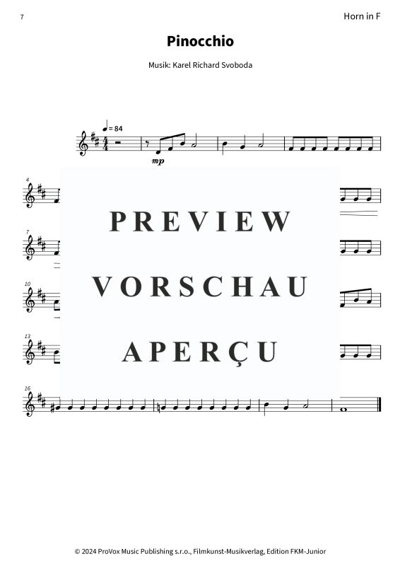 gallery: Pinocchio, , (Blechbläser Quartett 2x Trompete in C, Horn in F+Posaune)
