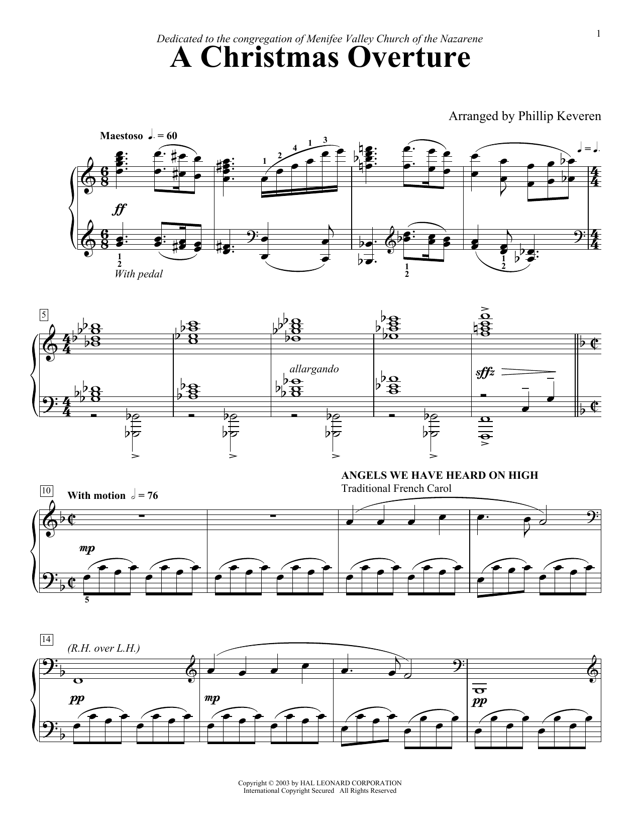 Product picture to: A Christmas Overture (arr. Phillip Keveren)