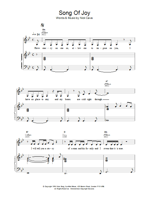 Produktgalerie: Seite 1 von 1 Song Of Joy, Nick Cave, Gesang, Gitarre, Klavier