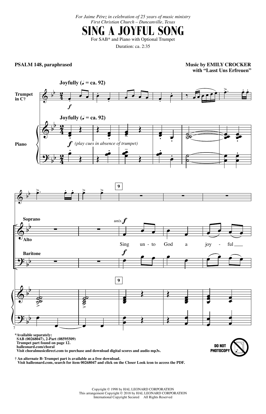 Produktbild zu: Sing A Joyful Song