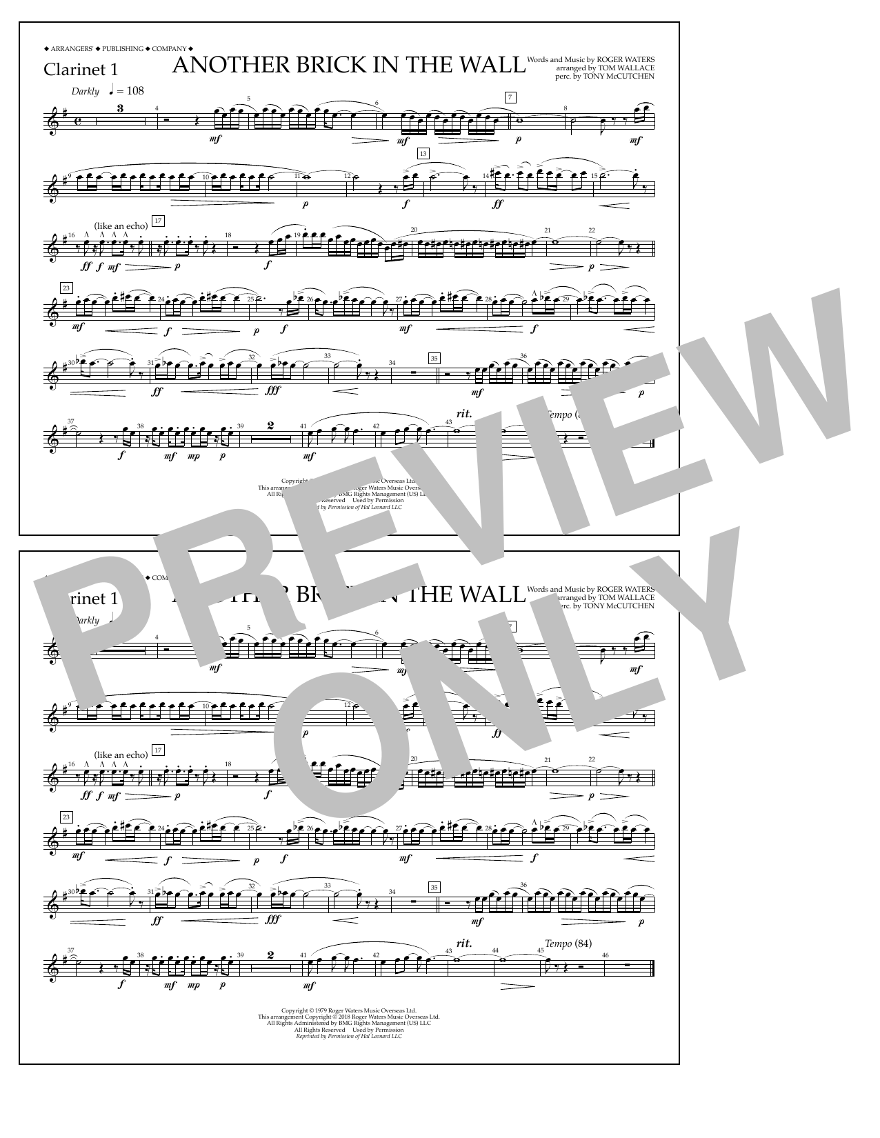 Produktbild zu: Another Brick in the Wall - Clarinet 1