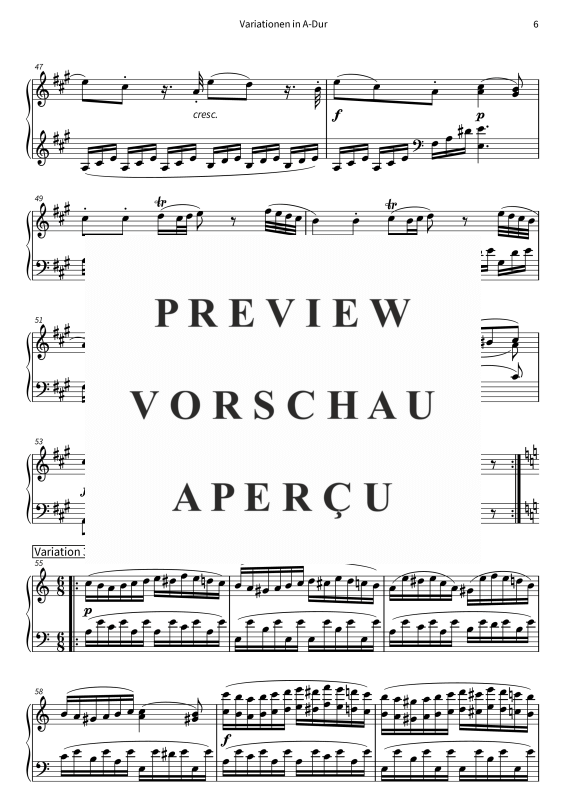 Produktgalerie: Seite 8 von 11 Variationen in A-Dur - Andante grazioso aus der Klaviersonate Nr. 11, KV 331, Wolfgang Amadeus Mozart, Klavier Solo