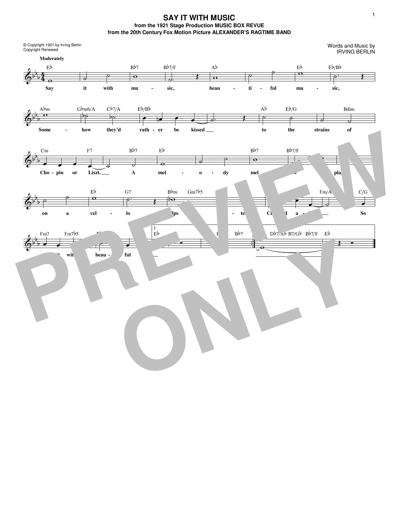 Product gallery: Page 1 of 1 Say It With Music, Irving Berlin