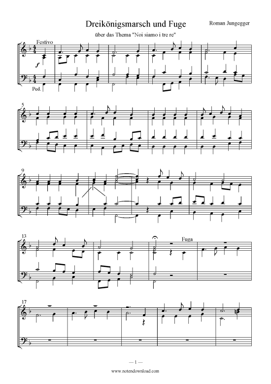 Product picture to: Dreikönigsmarsch und Fuge Roman Jungegger