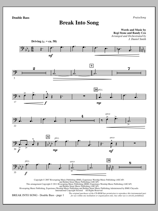 Produktgalerie: Seite 1 von 1 Break Into Song - Double Bass, J. Daniel Smith, Chor
