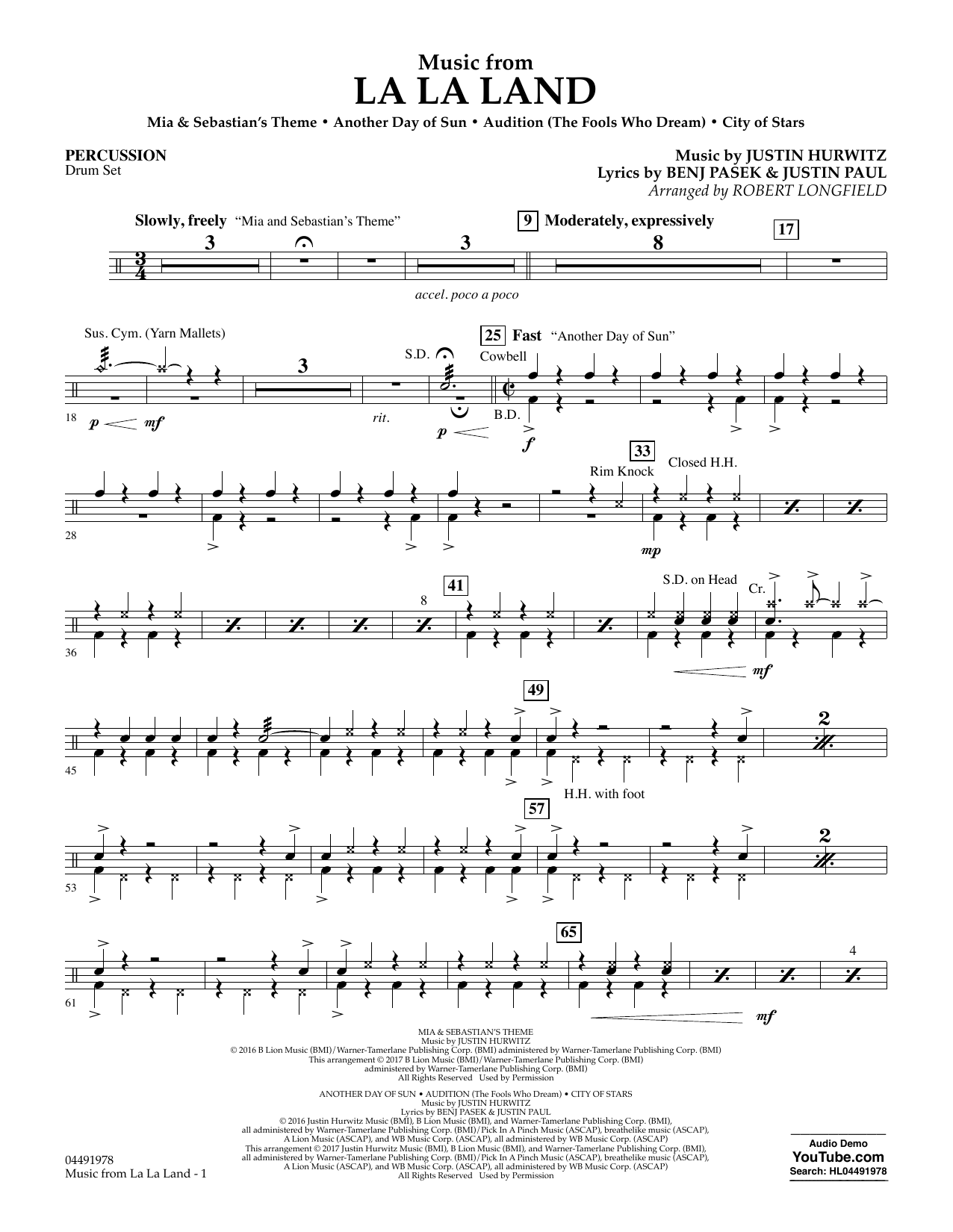 Produktgalerie: Seite 1 von 1 Music from La La Land - Percussion, Justin Paul, Benj Pasek, Justin Hurwitz