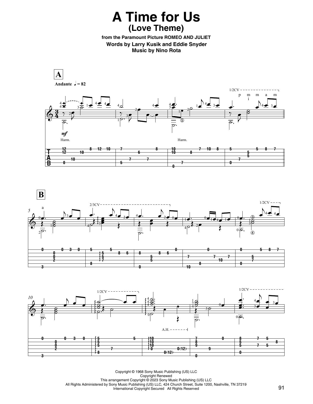 Produktbild zu: A Time For Us (Love Theme) (arr. David Jaggs)