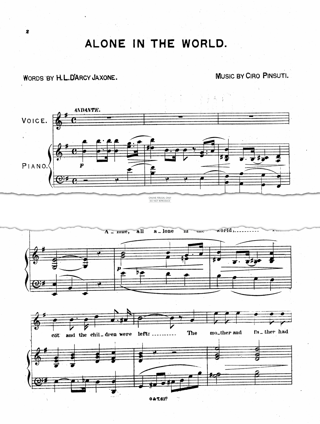 Produktgalerie: Seite 1 von 1 Alone In The World, Ciro Pinsuti, Gesang, Klavier