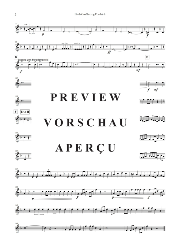 Produktgalerie: Seite 11 von 21 Hoch! Großherzog Friedrich , Blasorchester Fatamo, (Blechbläser Quintett - flexible Besetzung + Schlagzeug)